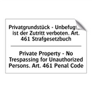 Privatgrundstück - Unbefugten /.../ - Private Property - No Trespassing /.../