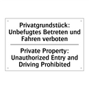 Privatgrundstück: Unbefugtes Betreten /.../ - Private Property: Unauthorized /.../