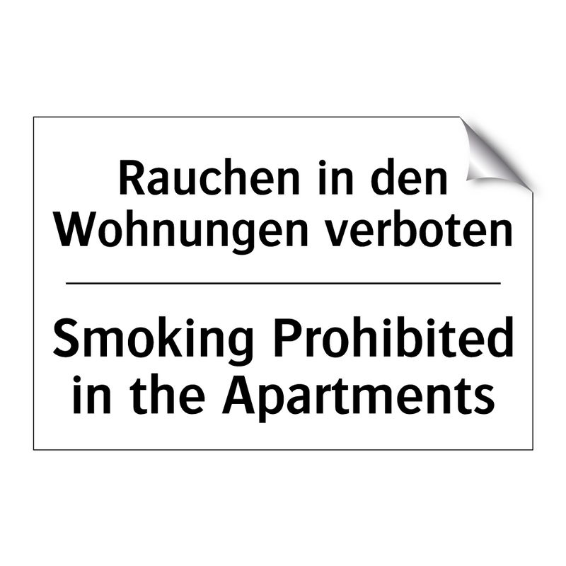 Rauchen in den Wohnungen verboten/.../ - Smoking Prohibited in the Apartments/.../