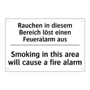 Rauchen in diesem Bereich löst /.../ - Smoking in this area will cause /.../
