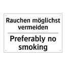 Rauchen möglichst vermeiden - Preferably no smoking