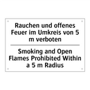 Rauchen und offenes Feuer im Umkreis /.../ - Smoking and Open Flames Prohibited /.../