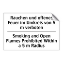 Rauchen und offenes Feuer im Umkreis /.../ - Smoking and Open Flames Prohibited /.../