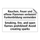 Rauchen, Feuer und offene Flammen /.../ - Smoking, fire, and open flames /.../