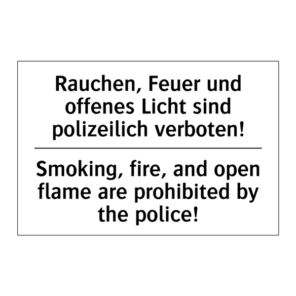 Rauchen, Feuer und offenes Licht /.../ - Smoking, fire, and open flame /.../