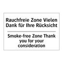 Rauchfreie Zone Vielen Dank für /.../ - Smoke-free Zone Thank you for /.../