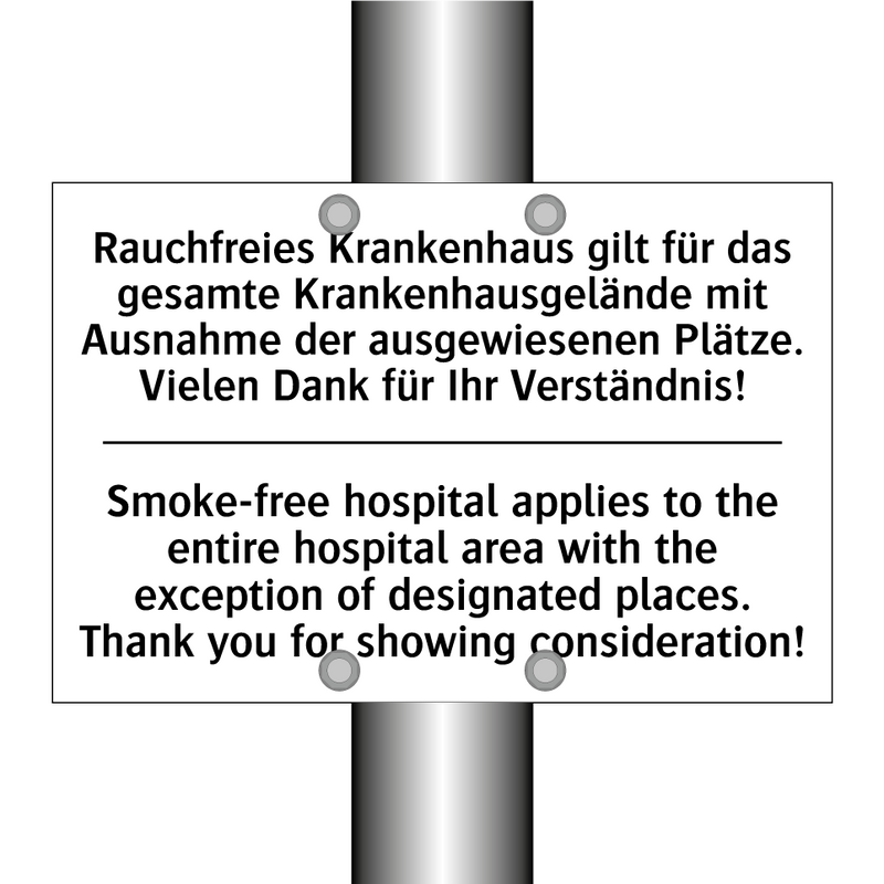 Rauchfreies Krankenhaus gilt für /.../ - Smoke-free hospital applies to /.../