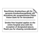 Rauchfreies Krankenhaus gilt für /.../ - Smoke-free hospital applies to /.../