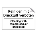Reinigen mit Druckluft verboten/.../ - Cleaning with compressed air prohibited/.../