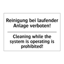 Reinigung bei laufender Anlage /.../ - Cleaning while the system is operating /.../