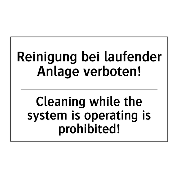 Reinigung bei laufender Anlage /.../ - Cleaning while the system is operating /.../