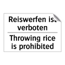 Reiswerfen ist verboten - Throwing rice is prohibited