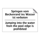 Springen vom Beckenrand ins Wasser /.../ - Jumping into the water from the /.../