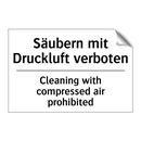 Säubern mit Druckluft verboten - Cleaning with compressed air prohibited/.../