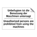 Unbefugten ist die Benutzung der /.../ - Unauthorized persons are prohibited /.../