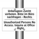 Unbefugten Zutritt verboten. Bitte /.../ - Unauthorized Persons No Access. /.../