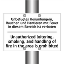 Unbefugtes Herumlungern, Rauchen /.../ - Unauthorized loitering, smoking, /.../