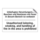 Unbefugtes Herumlungern, Rauchen /.../ - Unauthorized loitering, smoking, /.../