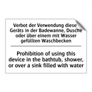 Verbot der Verwendung dieses Geräts /.../ - Prohibition of using this device /.../