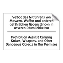 Verbot des Mitführens von Messern, /.../ - Prohibition Against Carrying Knives, /.../