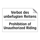 Verbot des unbefugten Reitens - Prohibition of Unauthorized Riding/.../