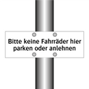 Bitte keine Fahrräder hier parken oder anlehnen