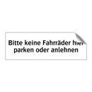 Bitte keine Fahrräder hier parken oder anlehnen