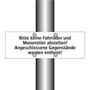 Bitte keine Fahrräder und Motorroller abstellen! Angeschlossene Gegenstände werden entfernt!