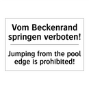 Vom Beckenrand springen verboten!/.../ - Jumping from the pool edge is /.../