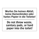 Werfen Sie keinen Abfall, keine /.../ - Do not throw waste, sanitary pads, /.../