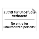 Zutritt für Unbefugte verboten!/.../ - No entry for unauthorized persons!/.../