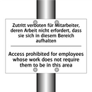 Zutritt verboten für Mitarbeiter, /.../ - Access prohibited for employees /.../