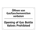 Öffnen von Gasflaschenventilen /.../ - Opening of Gas Bottle Valves Prohibited/.../