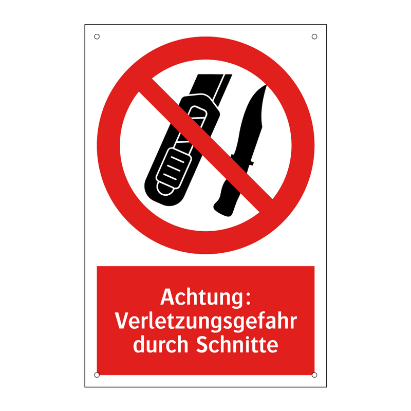 Achtung: Verletzungsgefahr durch Schnitte