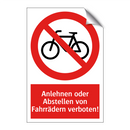 Anlehnen oder Abstellen von Fahrrädern verboten!