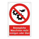 Bewegliche Maschinen nicht reinigen oder ölen