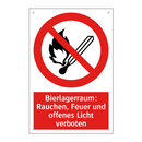 Bierlagerraum: Rauchen, Feuer und offenes Licht verboten