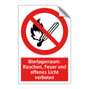 Bierlagerraum: Rauchen, Feuer und offenes Licht verboten
