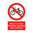 Bitte hier keine Fahrräder abstellen oder anlehnen