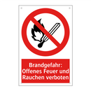 Brandgefahr: Offenes Feuer und Rauchen verboten