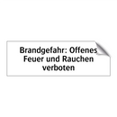Brandgefahr: Offenes Feuer und Rauchen verboten