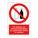 Das Befüllen von Lebensmittelbehältern mit gefährlichen Stoffen ist verboten