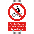 Das Radfahren auf dem Schulhof ist verboten