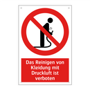 Das Reinigen von Kleidung mit Druckluft ist verboten