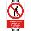 Das Reinigen von Kleidung mit Druckluft ist verboten