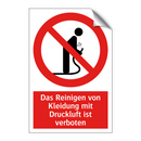 Das Reinigen von Kleidung mit Druckluft ist verboten