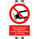 Die Benutzung der Rolltreppe mit Lasten-/Einkaufswagen ist verboten