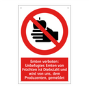 Ernten verboten: Unbefugtes Ernten von Früchten ist Diebstahl und wird von uns, dem Produzenten, gemeldet