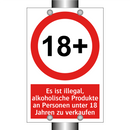 Es ist illegal, alkoholische Produkte an Personen unter 18 Jahren zu verkaufen
