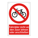 Fahrräder nicht an den Zaun lehnen oder anschließen